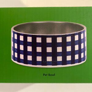 kate spade new york Large Dog Bowl, blue, gingham,stainless steel